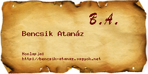 Bencsik Atanáz névjegykártya